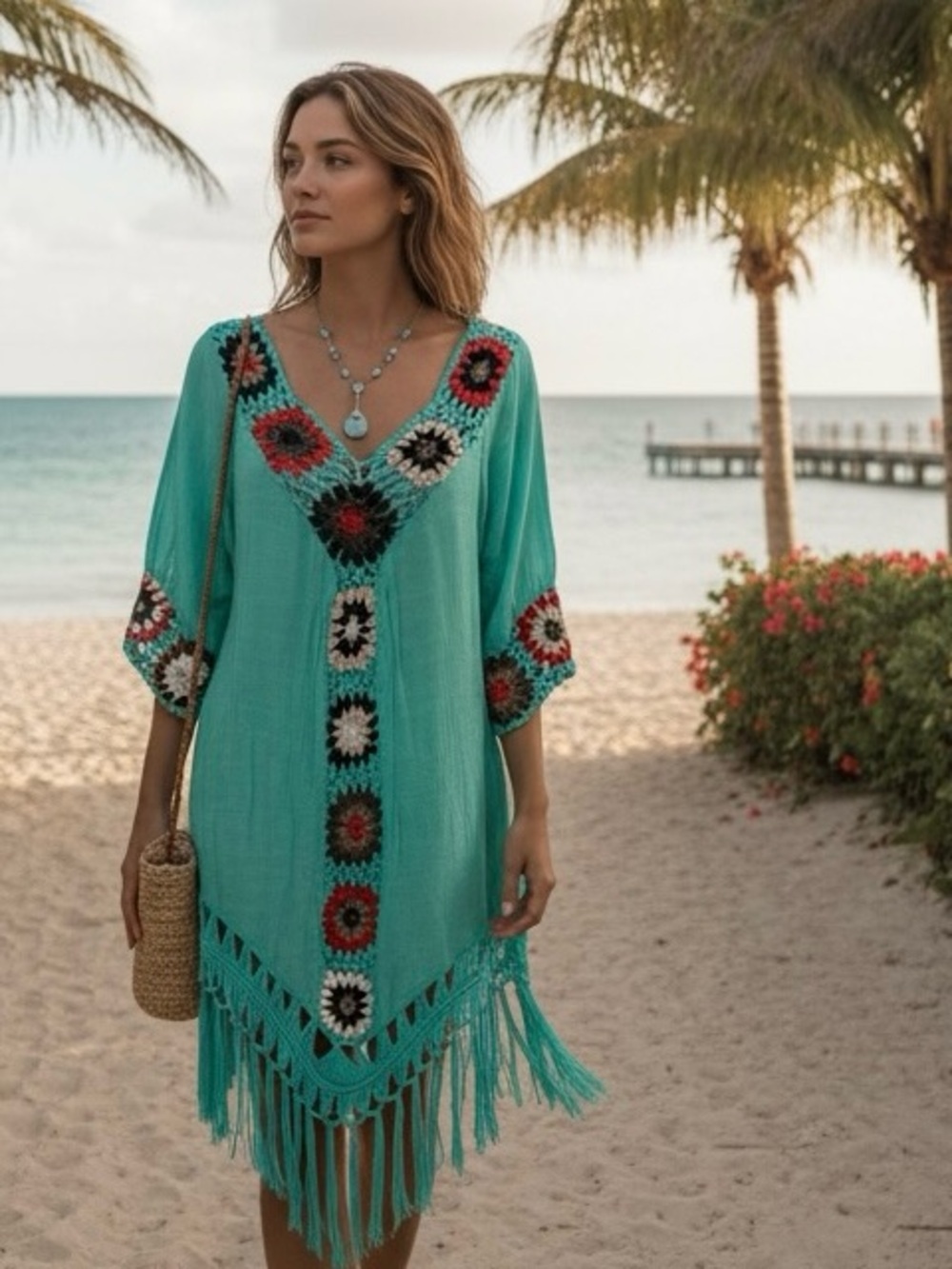 NWT! Boho Crochet Beach Coverup or Western-Style Dress